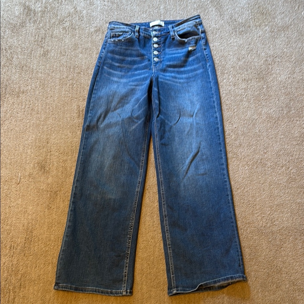 Vervet Main Super High Rise Wide Leg Blue Denim Jeans